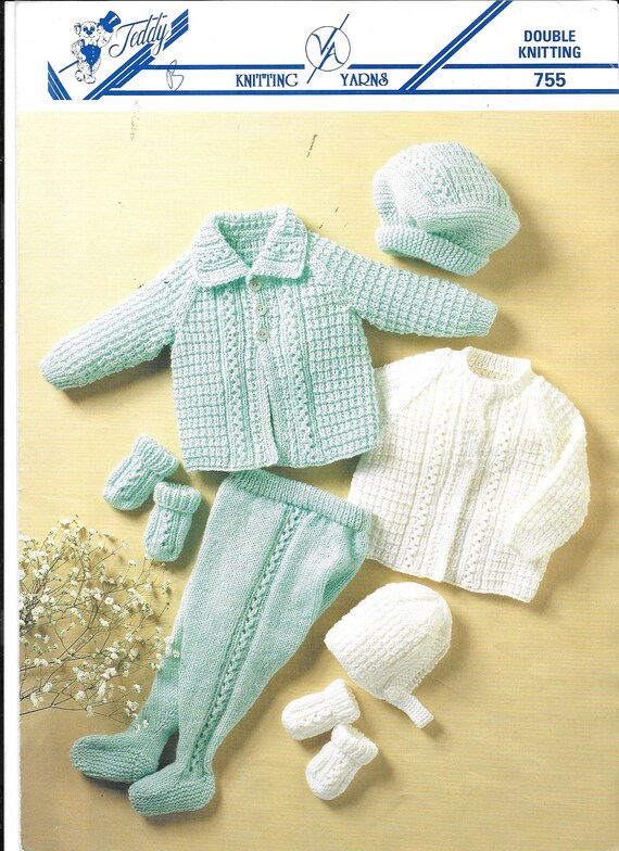 SIZES 16/"-28/" PATTERNED BABY JUMPER//CARDIGAN /& HOODED JACKET KNITTING PATTERN