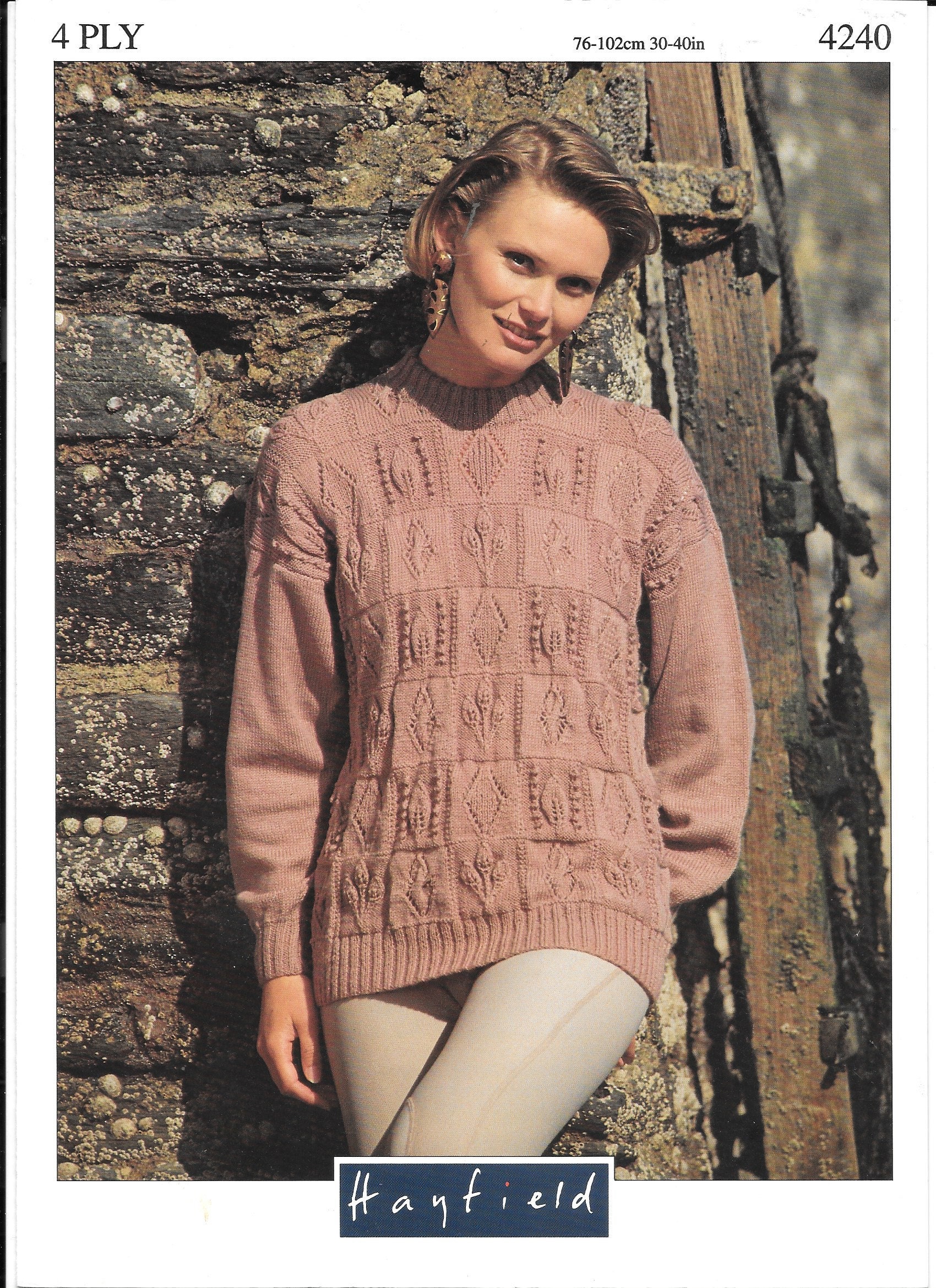 UK unusual knitting pattern for a ladies long patterned jumper Etsy
