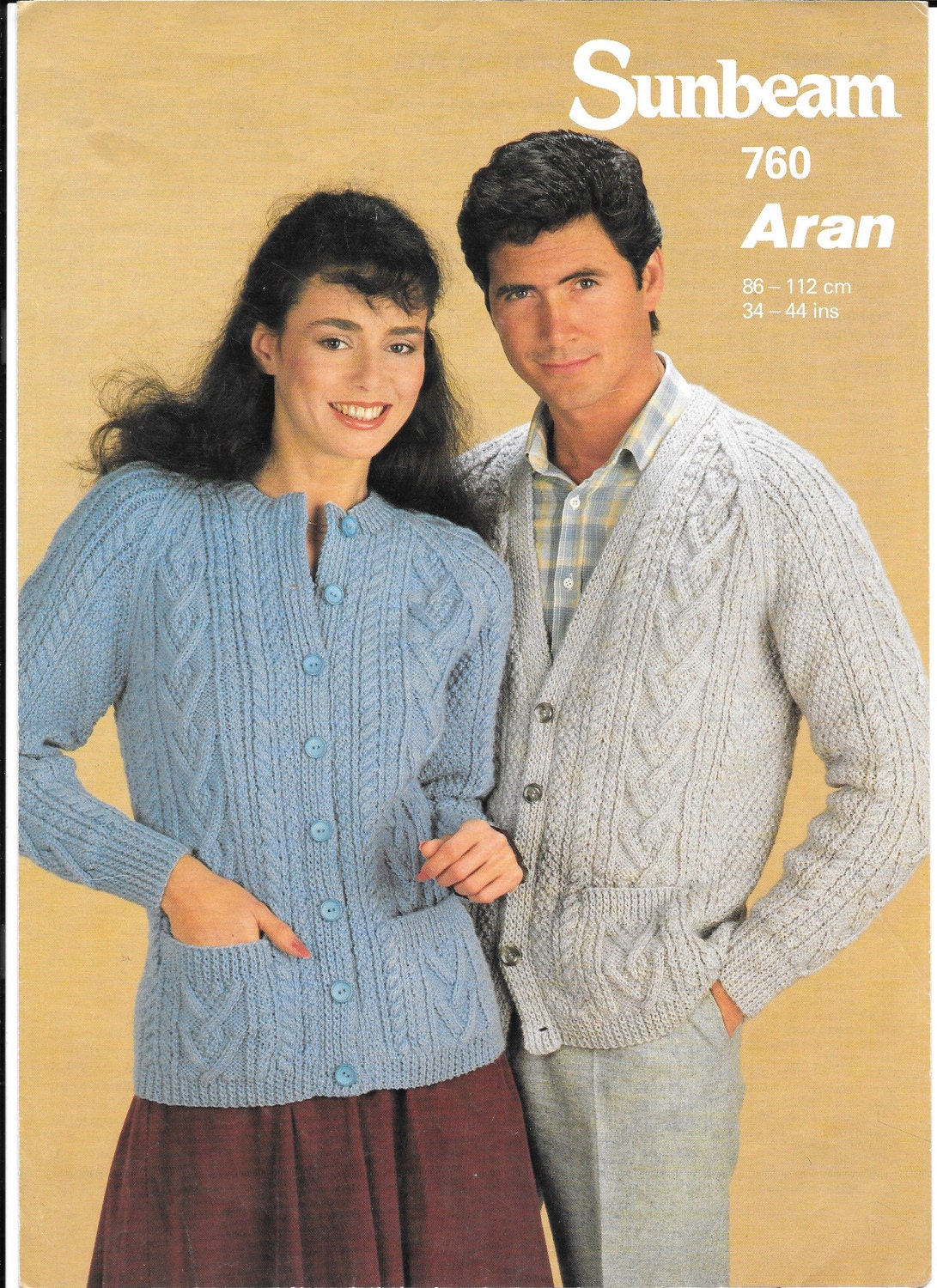 Old Sunbeam knitting pattern using Aran wool. For ladies and Etsy