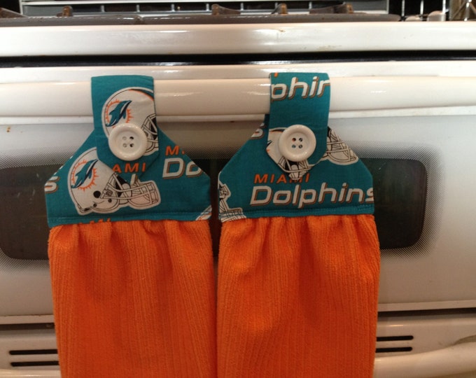Miami Dolphins Kitchen Towel Set of 2 Orange Microfiber Etsy