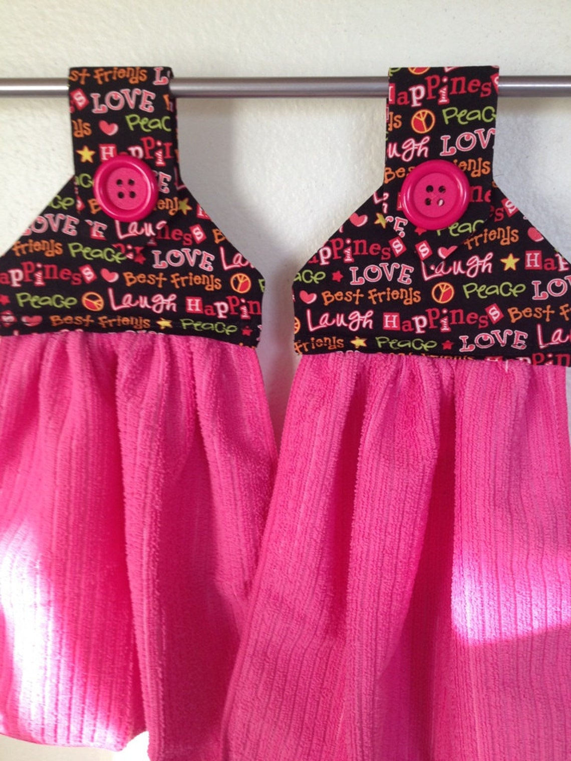 Best Friennds Fabric Top Kitchen Towels Set of 2 Pink Etsy