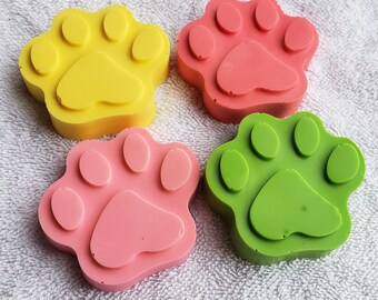 10 Large Paw Print Soaps, Shea Butter, Party Favors, Gifts for Dog Lovers, Novelty Soap, Animal Bath Decor, Dog Bath Decor, Dog Bath Soap