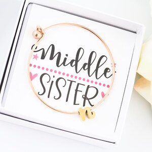 Three Sister Gift, Sisters Jewelry,Sisters Bracelets,Sister Gift,Custom Name Bracelet,Personalized Initial Bracelet,Personalized Sister Gift image 2