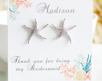 Starfish Earrings | Beach Wedding | Bridesmaid Gifts | Bridesmaid Earrings | Personalized Gifts | Weddings