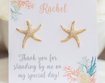 Beach Wedding | Gold Starfish Earrings | Nautical Wedding | Bridesmaid Gifts | Bridesmaid Earrings | Personalized Gifts | Bridesmaid Jewelry