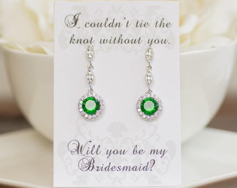 Emerald Earrings | Bridesmaid Gifts | Bridesmaid Earrings | Bridal Earring | Bridesmaid Jewelry |  Wedding Jewelry | Dangle Earrings