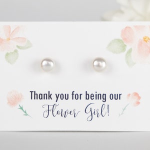 Flower Girl Pearl Earrings | Flower Girl Gift for Toddlers | Flower Girl Jewelry | Thank you for being my Flower Girl | Flower Girl Earrings