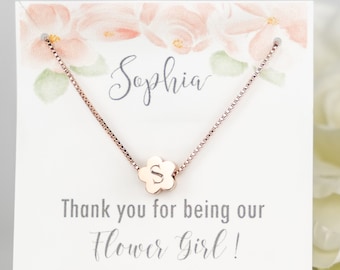 Flower Girl Necklace | Personalized Initial Flower Necklace | Little Girls Jewelry | Flower Girl Proposal Gift | Flower Girl Jewelry | Gift