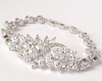 Wedding Bracelet, Cubic Zirconia Bracelet, Bridal Bracelet, Wedding Jewelry, Bridal Bracelet, Crystal Bracelet