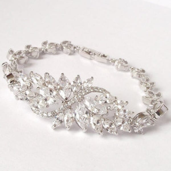 Wedding Bracelet, Cubic Zirconia Bracelet, Bridal Bracelet, Wedding Jewelry, Bridal Bracelet, Crystal Bracelet