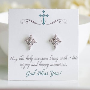 First Communion Gift Girl | Cross Stud Earrings | Confirmation Gift Girl | Dainty Cross Earrings | Little Girls Earrings