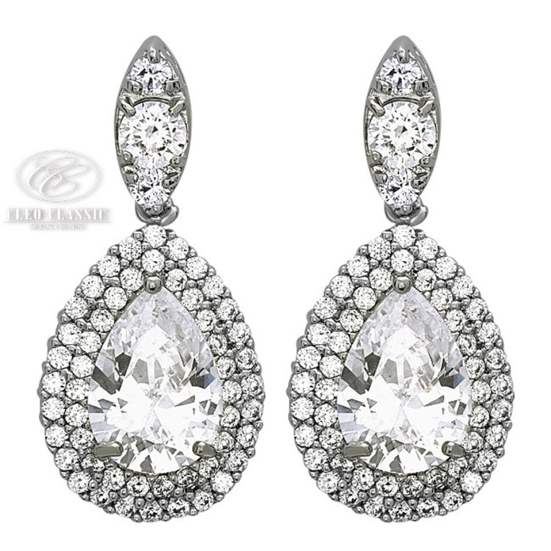 Pink Gold Earrings Rose Gold Jewelry Zircon Bridal Dangle Etsy