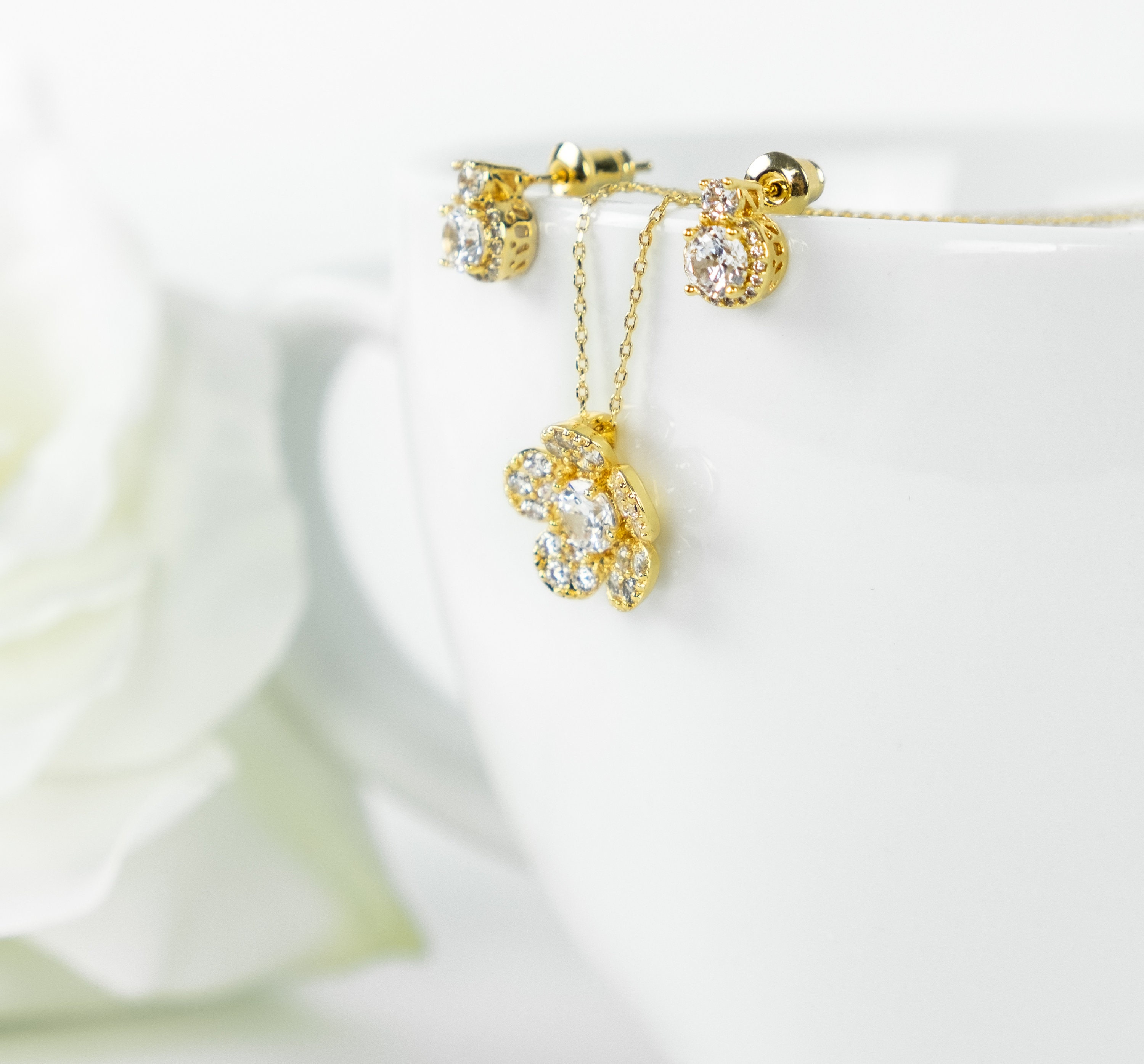 Rose Gold Flower Girl Jewelry Set Flower Girl Proposal Etsy