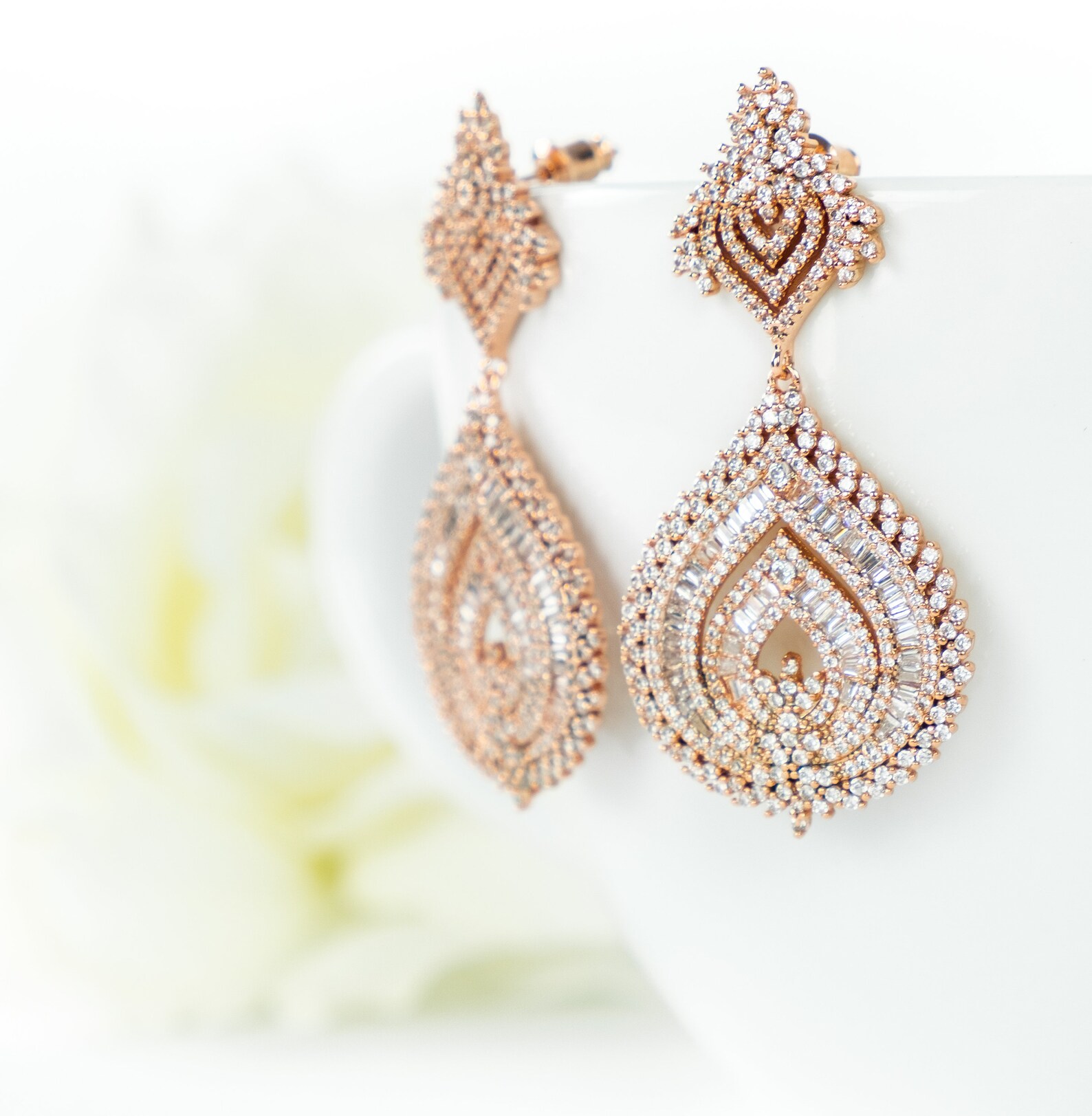 Rose gold chandelier earrings Clearance