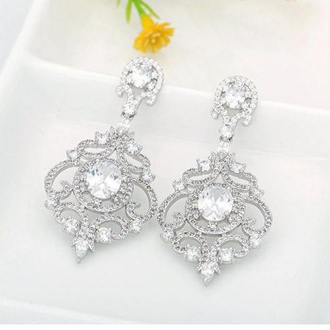 Wedding Earrings Bridal Earrings Bridesmaid Gifts Crystal | Etsy