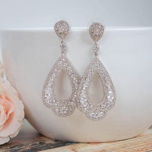 Long Bridal Earrings Bridesmaid Jewelry Wedding Jewelry Bridal Earrings Dangle Earring Chandelier Earrings Long Earrings image 2