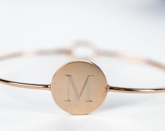 Rose Gold Initial Bracelet, Monogram Bracelet, Custom Name Bracelet,Initial Bracelet, Personalized Jewelry,Monogram Jewelry,Engraved Bangles