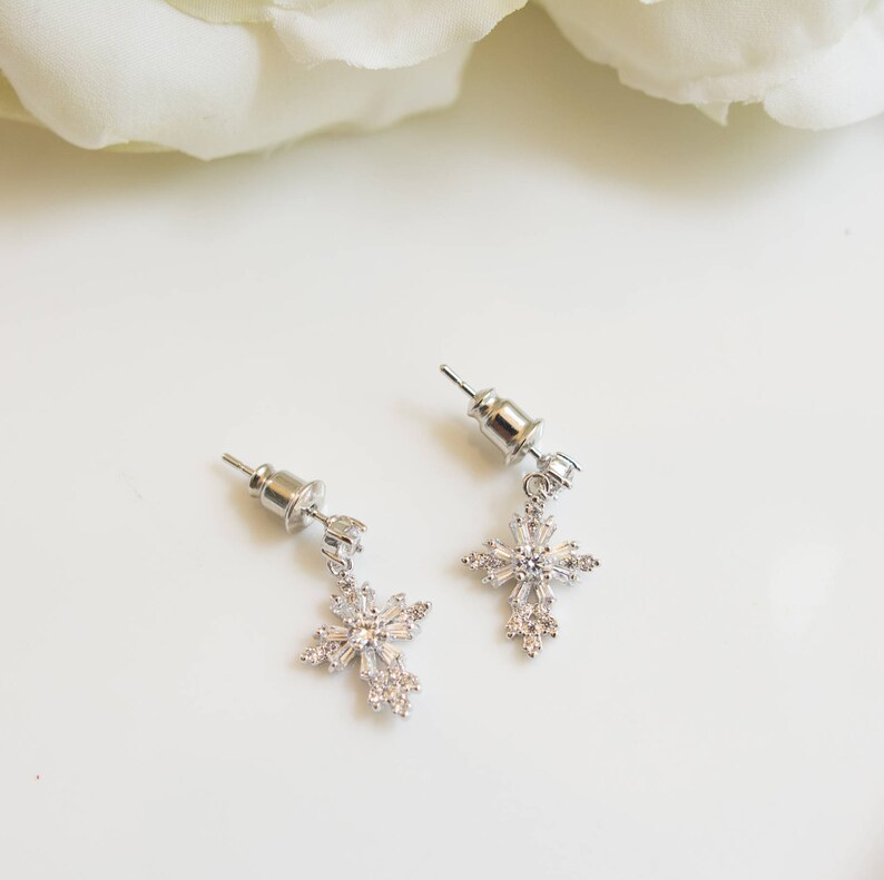 First Communion Gift Girl Dangle Cross Earrings Confirmation Gift Girl Dainty Cross Earrings image 3