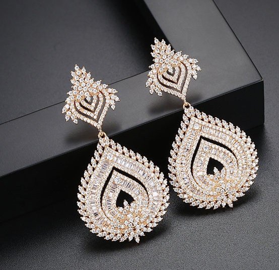 Crystal Bridal Earrings Art Deco Crystal Earrings | Etsy