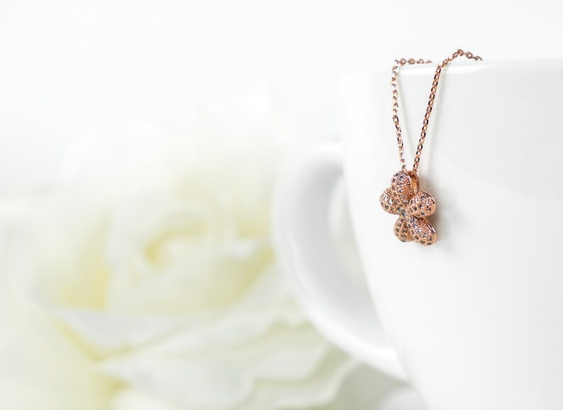 Rose Gold Flower Necklace Flower Girl Jewelry Flower Girl Etsy