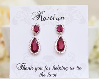 Bridesmaid Gifts | Ruby Earrings |  Bridesmaid Earrings | July Birthstone | Bridal Earrings | Dangle Earrings | Drop Earrings