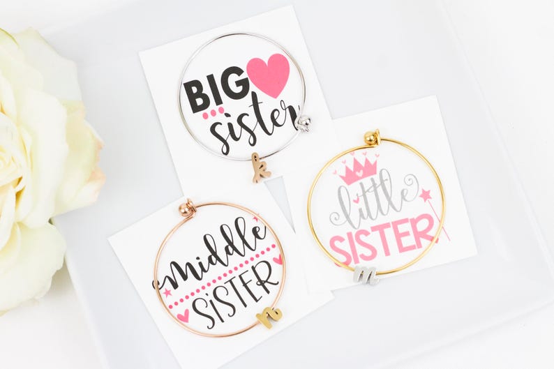 Three Sister Gift, Sisters Jewelry,Sisters Bracelets,Sister Gift,Custom Name Bracelet,Personalized Initial Bracelet,Personalized Sister Gift image 1