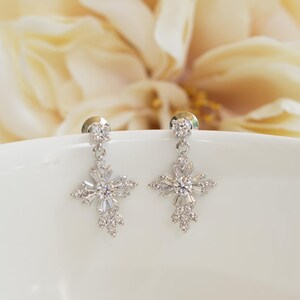 First Communion Gift Girl Dangle Cross Earrings Confirmation Gift Girl Dainty Cross Earrings image 2