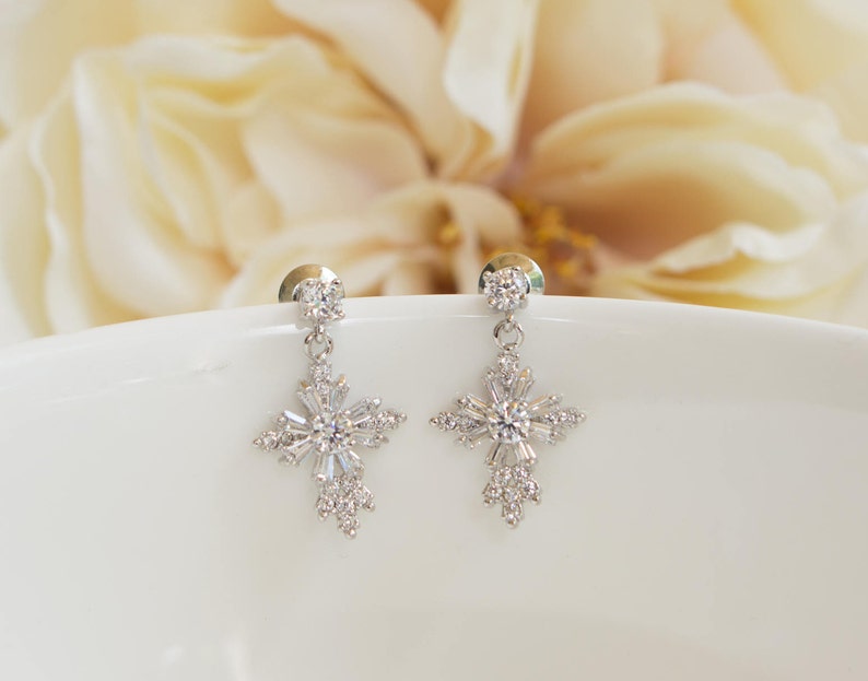 First Communion Gift Girl Dangle Cross Earrings Confirmation Gift Girl Dainty Cross Earrings image 2