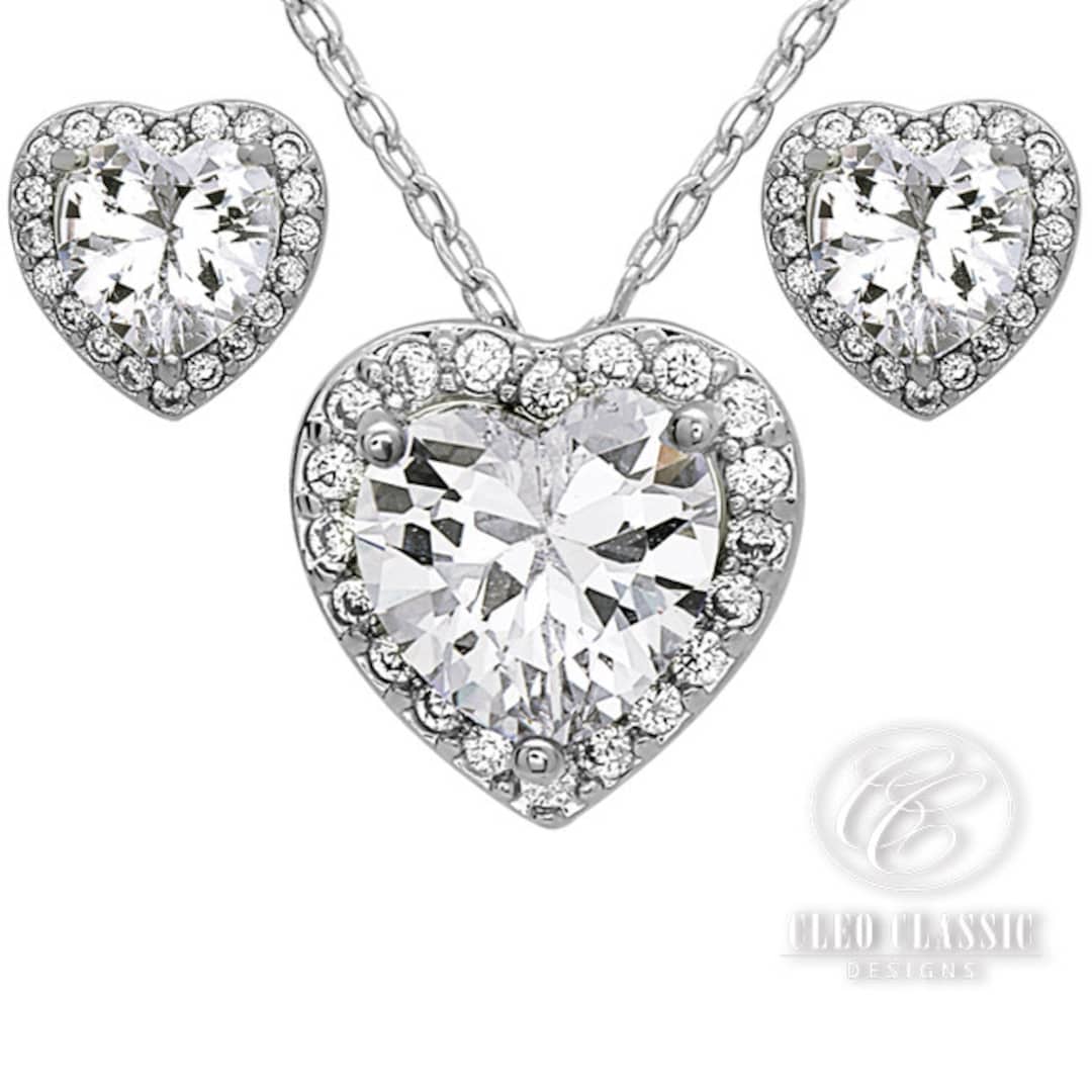 Heart Necklace Heart Earrings Heart Jewelry Mother's Day Gift Mom Jewelry Friendship Jewelry