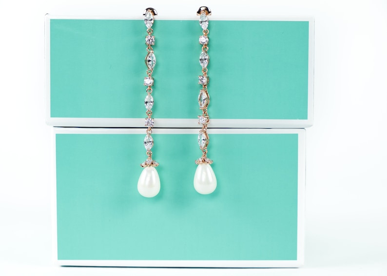 Wedding Pearl Jewelry Wedding Earrings Pearl Bridal Earrings Pearl Dangle Earrings Rose Gold Bridal Earring Bridesmaid Earrings