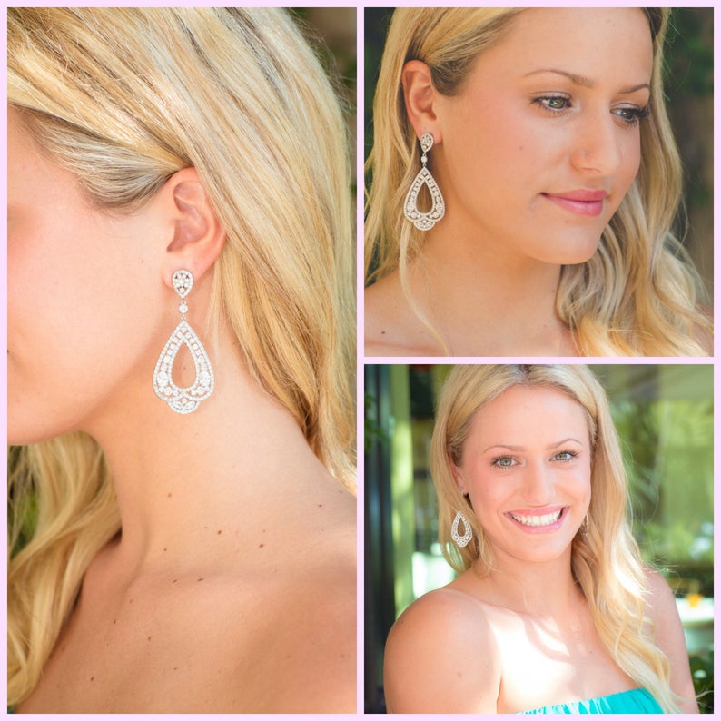 Long Bridal Earrings Bridesmaid Jewelry Wedding Jewelry Bridal Earrings Dangle Earring Chandelier Earrings Long Earrings image 1