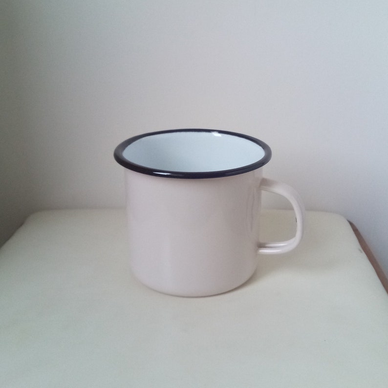 Vintage Cream Latte Cappuccino Enamel Mug Enamelware Shabby Etsy