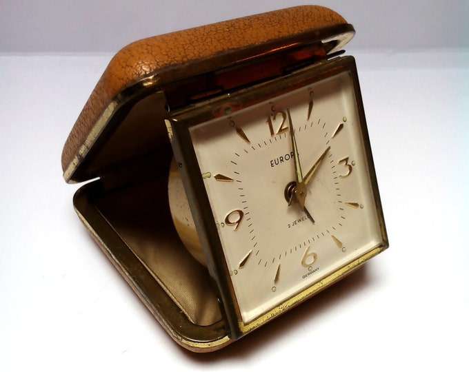 Vintage German Europa Travel Alarm Clock Leather Case Travel Etsy