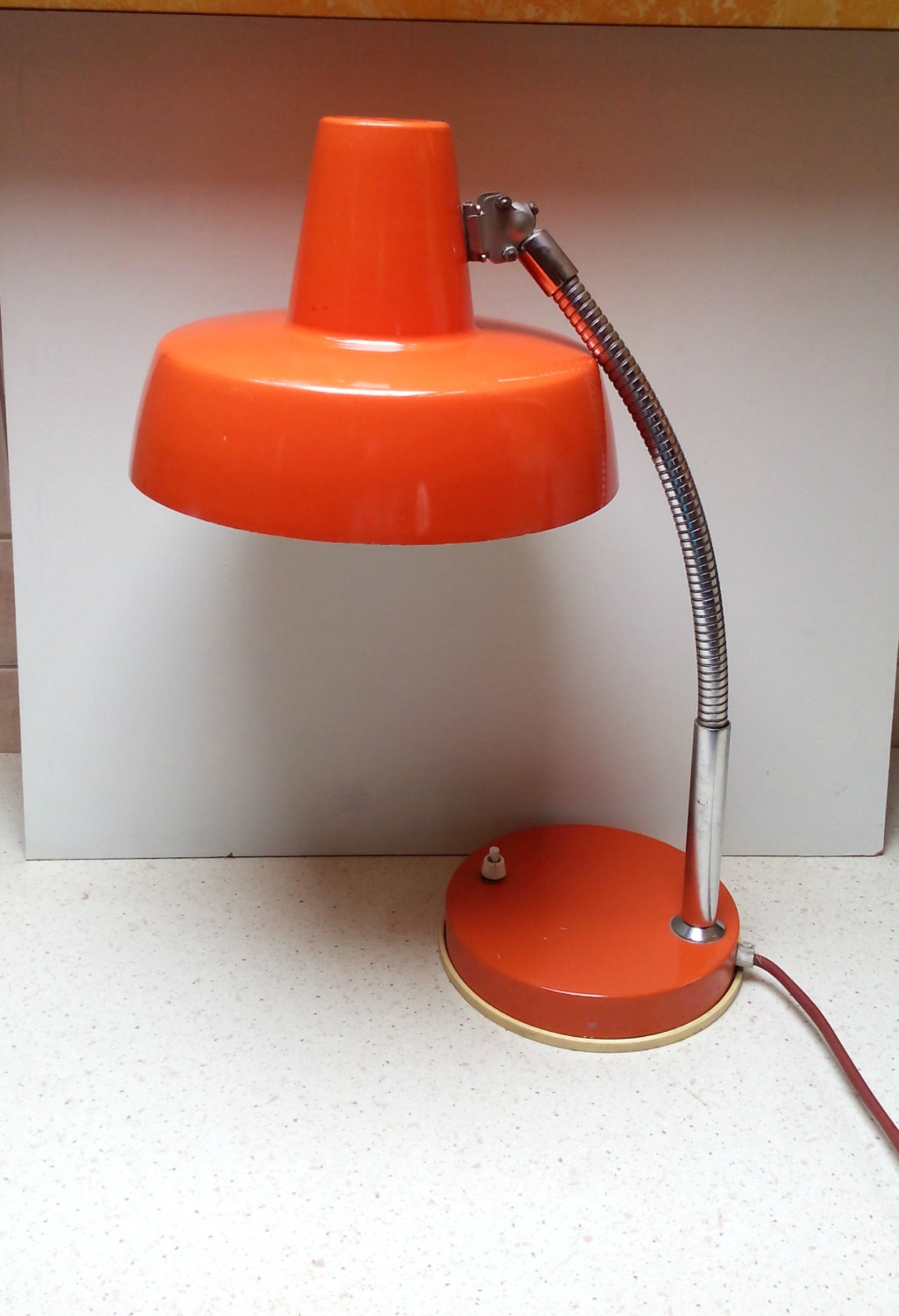 Vintage Orange Desk Lamp Office Table Lamp Light Mid Century Etsy
