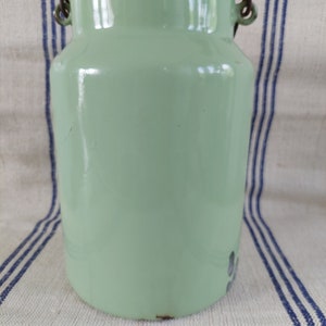 Kitchenalia vintage pistachio green enamel milk can enamelware milk pail pot image 5