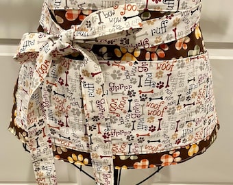 Versatile Utility Apron; Dog Print; Vendor, Teacher, Gardening, Crafting, Dog Walking Apron; great gift