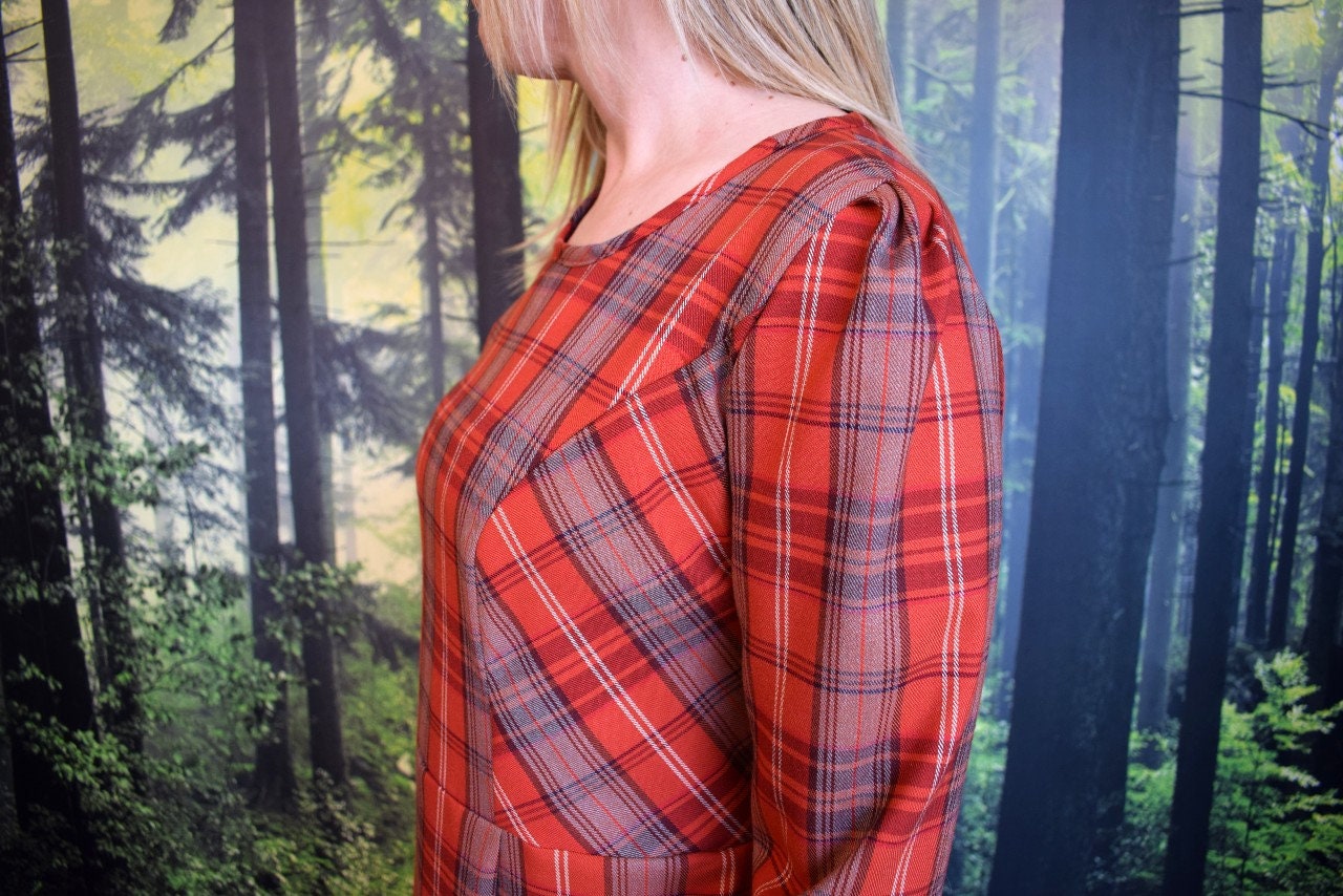orange tartan dress Sunset Check-In Pink & Orange Plaid Cotton Wrap Mini Dress