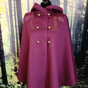 Cloak hooded cape  with hood and embroidery celtic knot