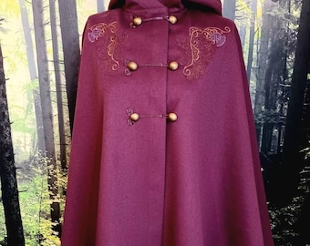 Cloak hooded cape  with hood and embroidery celtic knot
