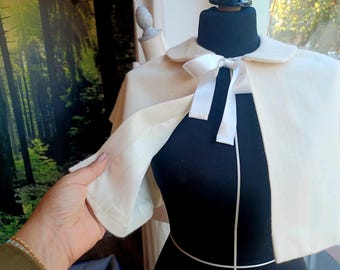 Lined wool shrug cape