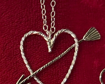 Sterling Silver Heart Necklace with Arrow