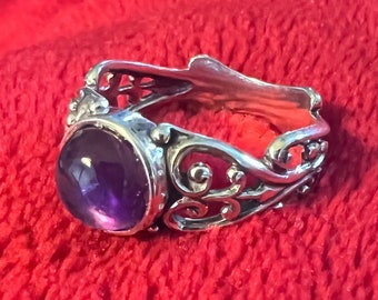 Amethyst and Sterling Silver Ring