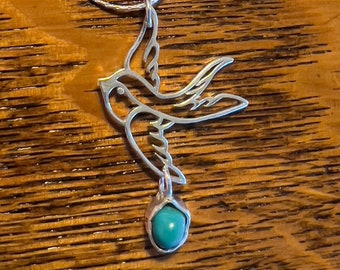Sterling Silver Swallo with Turquoise Stone
