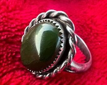 Jade and Sterling Silver Ring