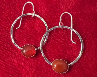 Sterling Silver Earrings with Carnelian