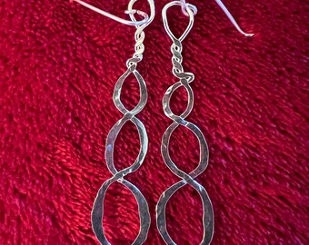 Sterling Silver three tier Oval Earrings