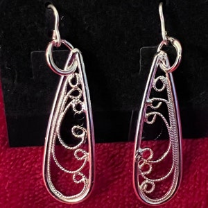 Sterling Silver Filigree Dangle Earrings image 1