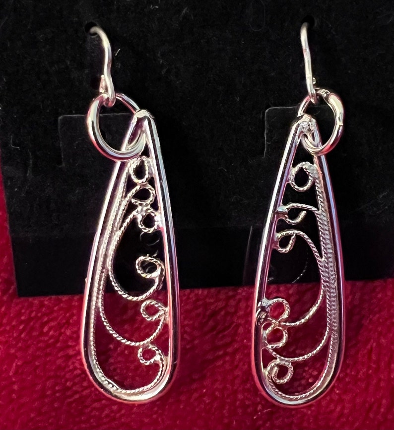 Sterling Silver Filigree Dangle Earrings image 1