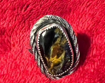 Pietersite & Sterling Silver Ring sz 9 1/4