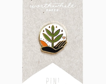 Grow Enamel Pin // Plant Lady & Plant lover // Hard Enamel Cloisonné